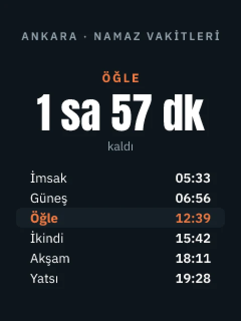Namaz vakti ekranı
